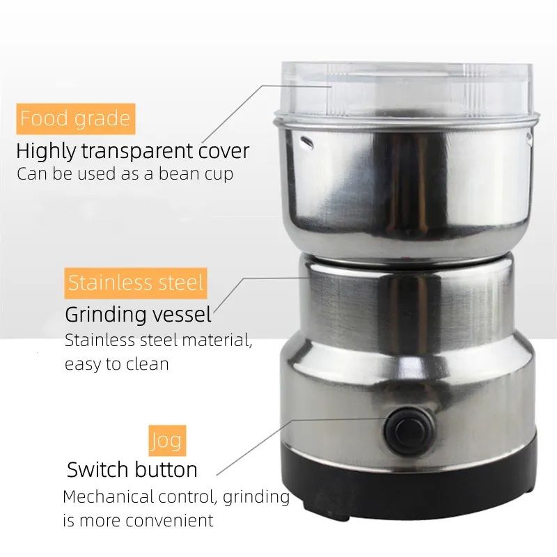Stainless Steel Electric Coffee Grinder & Spice Miller