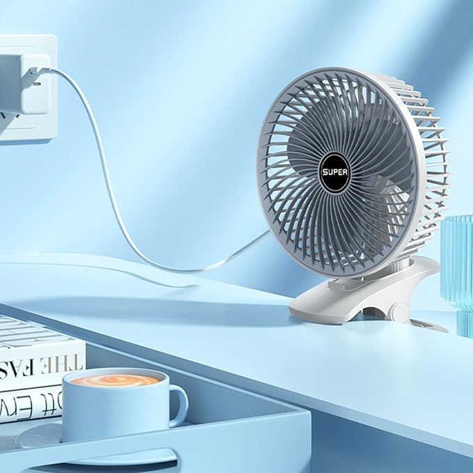 Portable 3-Gears Rechargeable Clip-on Desktop Mini Fan