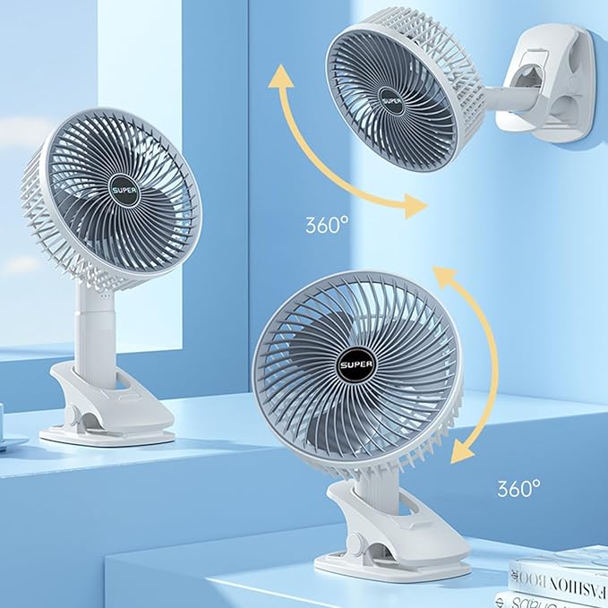 Portable 3-Gears Rechargeable Clip-on Desktop Mini Fan