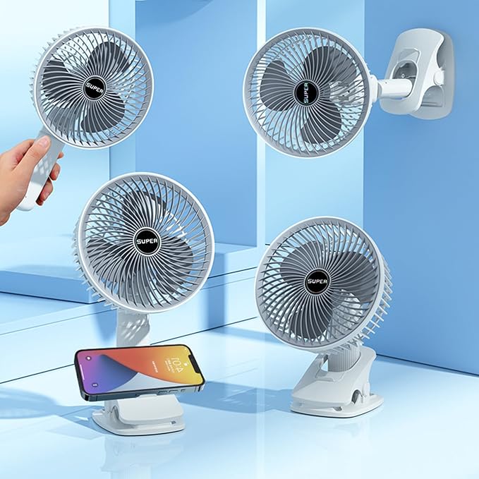 Portable 3-Gears Rechargeable Clip-on Desktop Mini Fan