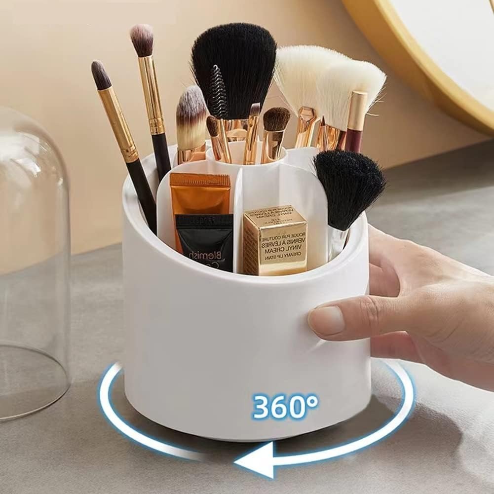 360° Rotating Smart Acrylic Makeup Brush Organizer with Lid