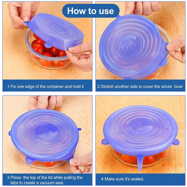 Pack of 6 Strechable Silicone Food Fresh-Keeping Covers