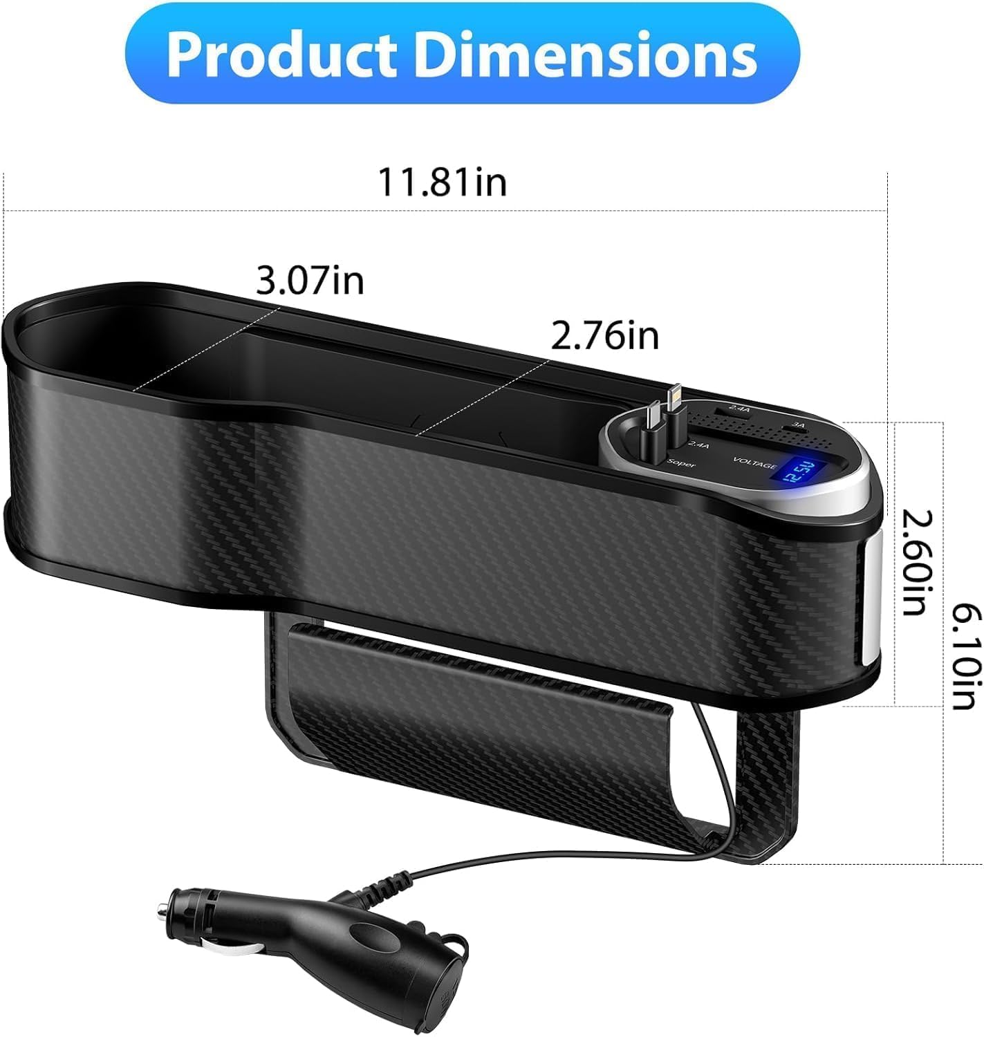 Premium 4-in-1 Tech Car Seat-Gap Organizer (Pro Series)