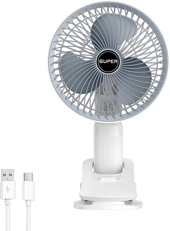 Portable 3-Gears Rechargeable Clip-on Desktop Mini Fan