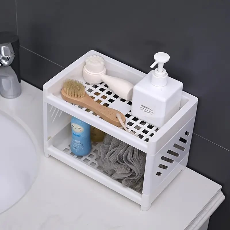 Multipurpose Double-Layer Smart Desktop Storage Organizer Rack