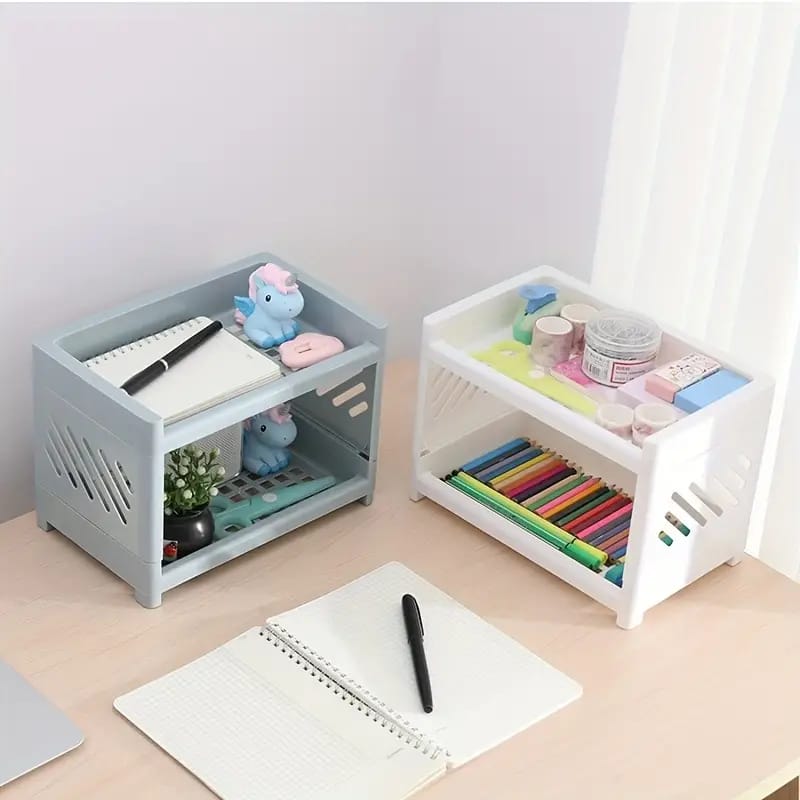 Multipurpose Double-Layer Smart Desktop Storage Organizer Rack