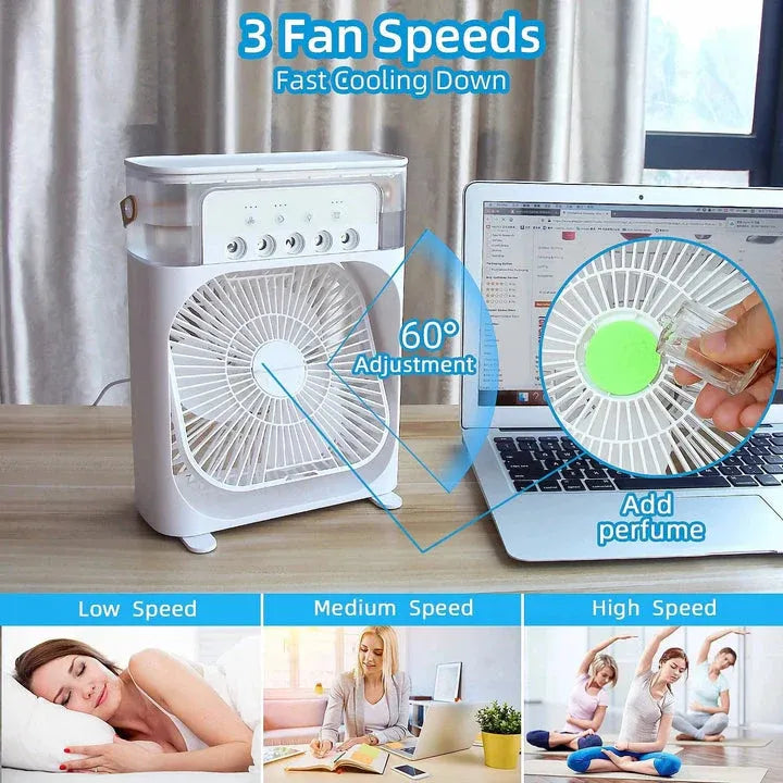 3-in-1 Portable Desktop Mini AC Water Spray Fan
