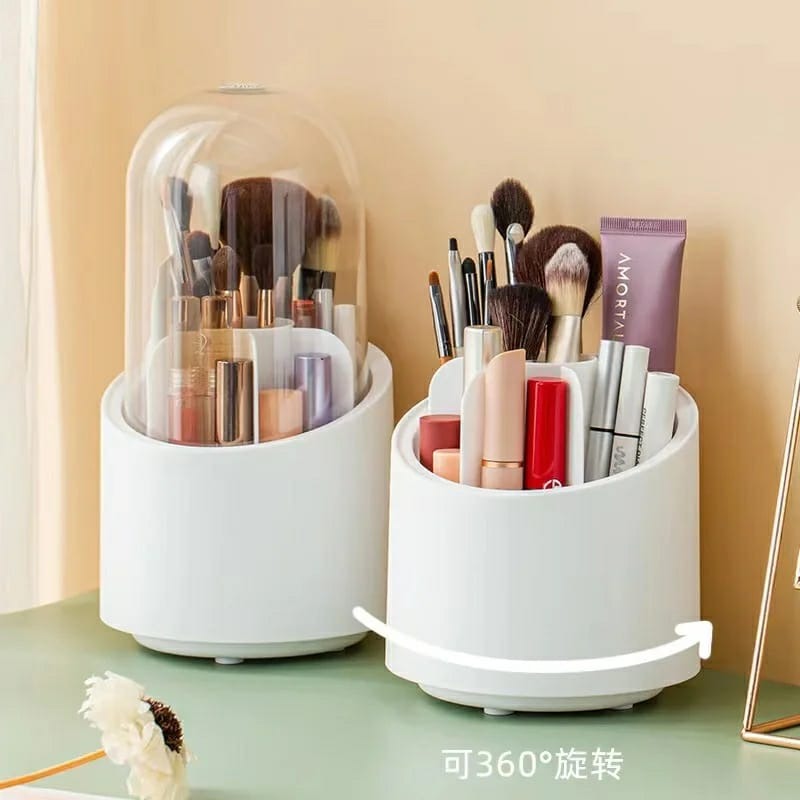 360° Rotating Smart Acrylic Makeup Brush Organizer with Lid