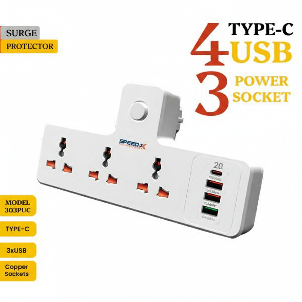 Multi-Port Smart Desktop Power Strp Extension with USB