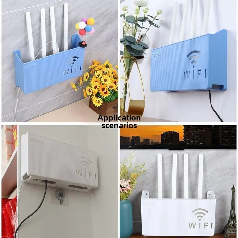 Wall-Mounted Smart WiFi Router Shelf & Cable Organizer Box