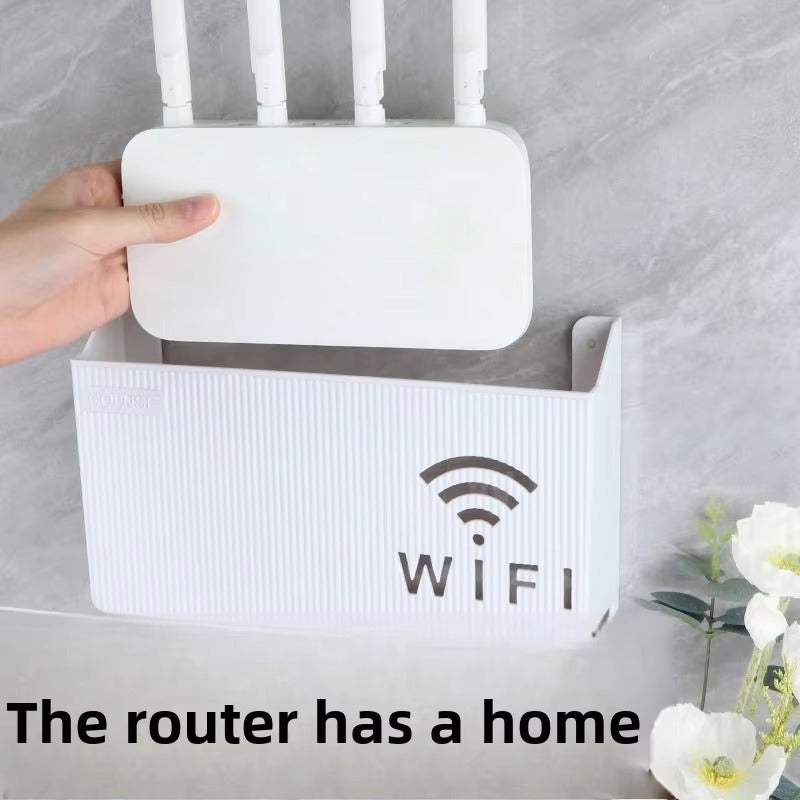 Wall-Mounted Smart WiFi Router Shelf & Cable Organizer Box